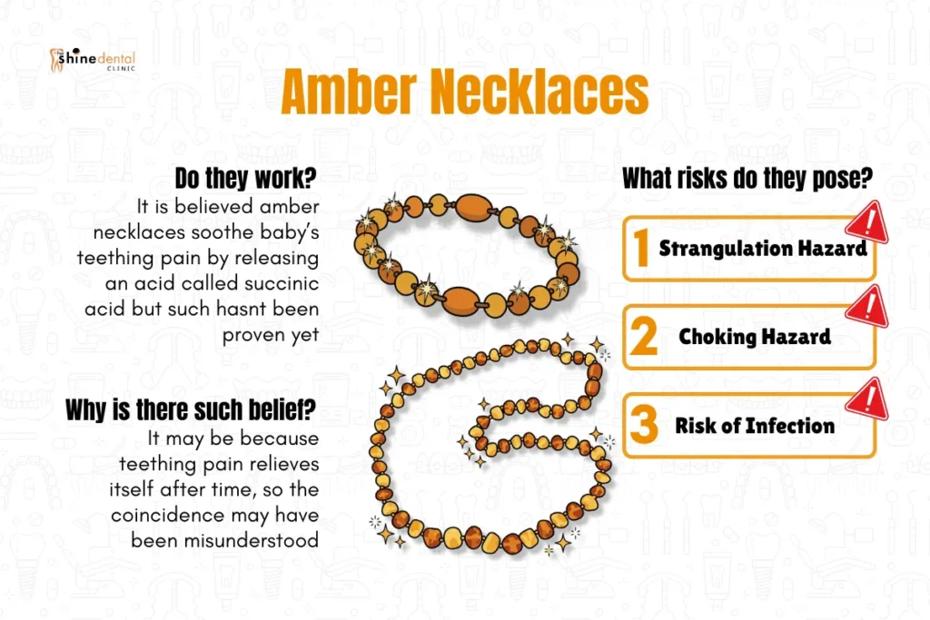 amber necklaces infographics if they work or no what are the beilef and the risk they pose
