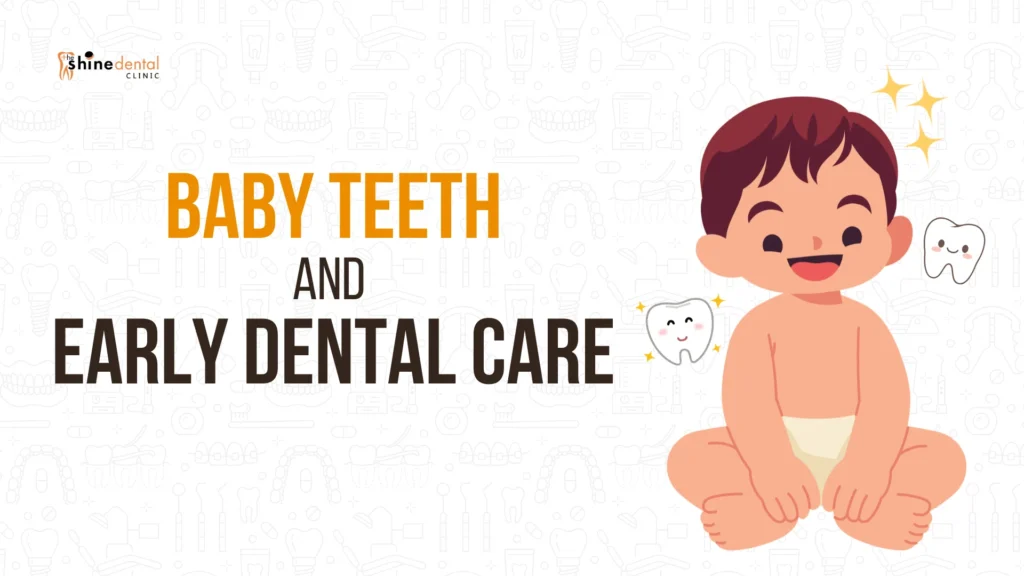 infographics with healthy teeth and babies for baby teeth and early dental care