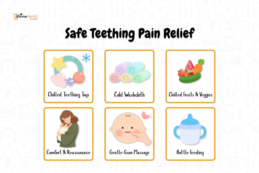 infographics on techniques for safe teething pain relief